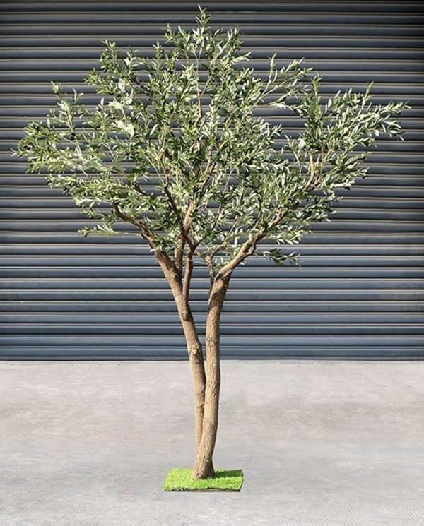 Solid Wood Artificial Tree Large Olive Tree Indoor Entrance Green Plants Living Room Window Decoration Fake Tree Ornament(3.5mx3m)