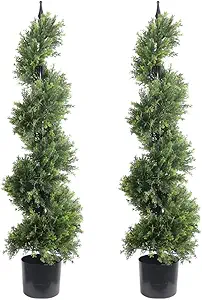 Artificial  Outdoor Plants Boxwood Topiary Spiral  Front Porch Decor Tree Potted